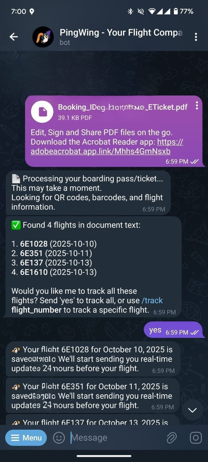 Scan boarding pass